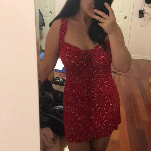 Red Floral Mini Dress - Picture 4 of 4